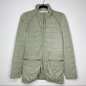 Aritzia Wilfred quilted green army zip up jacket